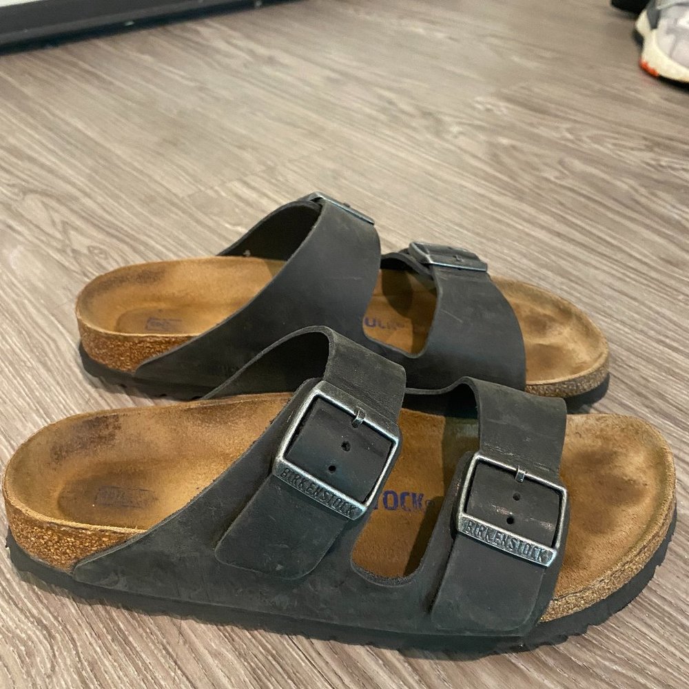 Birkenstock Arizona Womens Size 8 Oiled Leather Black